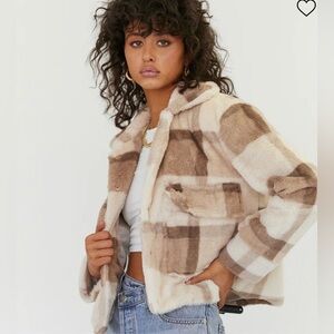 Princess Polly Jeanne Jacket Neutral Plaid